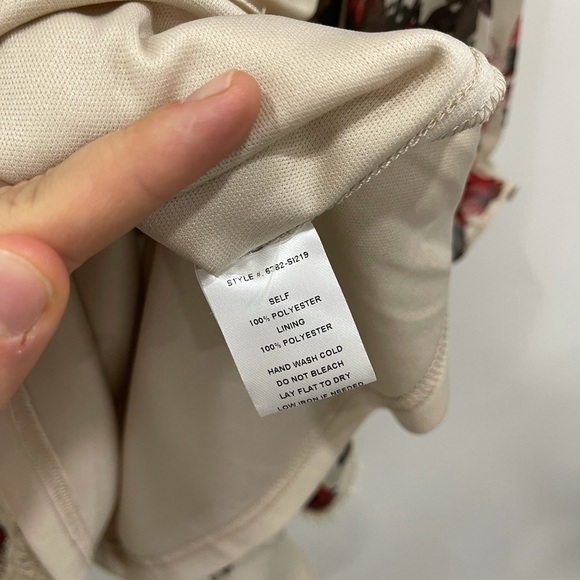 Soieblu Long Sleeve Smock Open Back Floral Dress Lace Trim Cream Ruffle Neck M - Picture 6 of 7